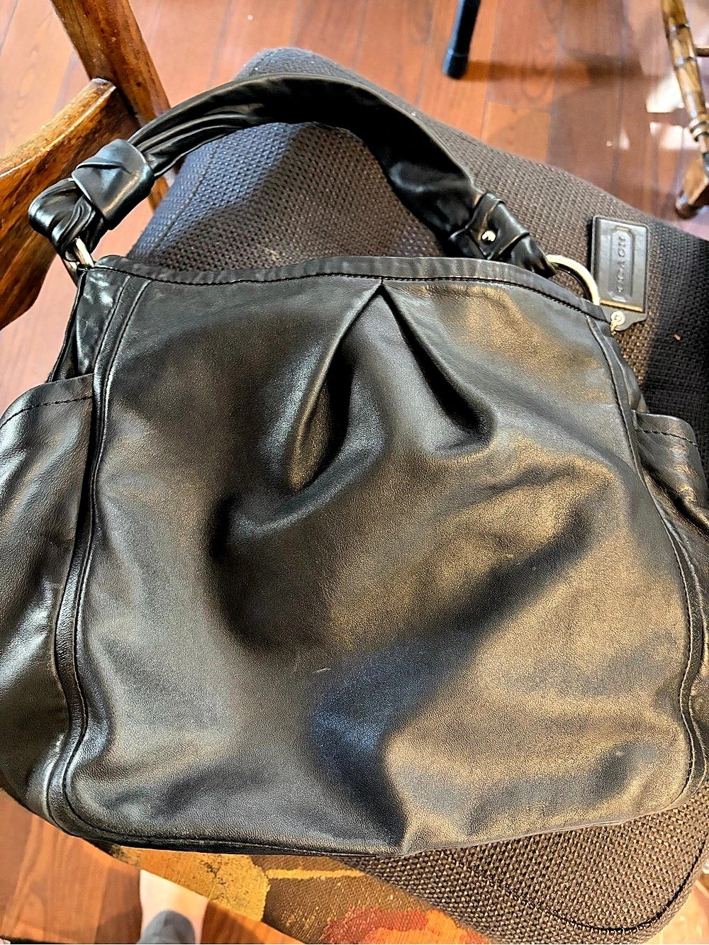 Coach Parker Hobo Black Leather Shoulder Bag